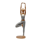 Lady Tree Pose Yoga Figurine, 40.7cm, Gold & Grey