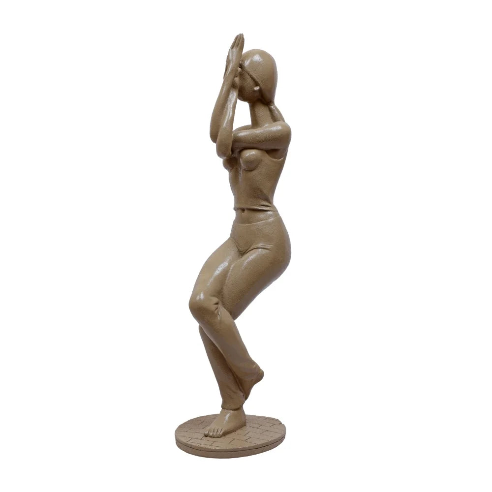 Lady Yoga Eagle Pose Decorative Showpiece, 32.5cm, Beige