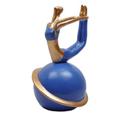 Bow Pose Yoga Lady on Ball, Decorative Showpiece, 20.5cm, Blue & Gold