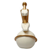 Lady Yoga Figurine Backbend Pose Sitting on the Ball, 25.2cm, White & Gold