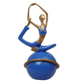 Mermaid Pose Yoga Lady Figurine Girl Sitting on The Ball, 27.1cm, Blue & Gold