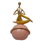 Fire Log Pose Yoga Figurine Yoga Lady Sitting on The Ball, 23.1cm, Multicolor