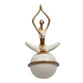 Lady Yoga Praying Hands Sitted Pose Sitting on The Ball, 28cm, White & Gold