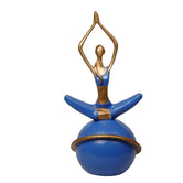 Lady Yoga Praying Hands Sitted Pose Sitting on The Ball, 28cm, Blue & Gold