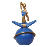 Cow Face Pose Yoga Lady on Ball Sculpture, 24cm, Blue & Gold