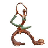 Mermaid Pose Yoga Lady on Leaf, 26.7cm, Peal Green & Gold