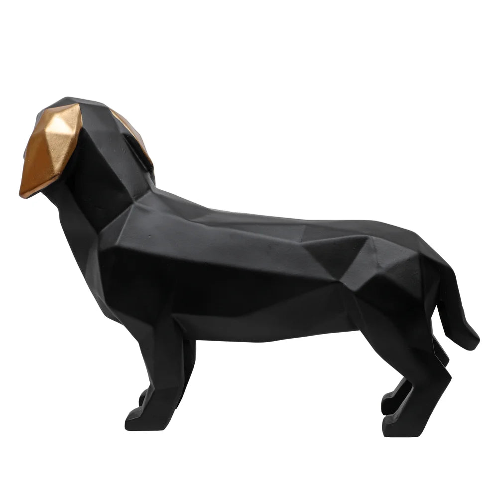 Geometrical Animal Dog Showpiece, 28.5cm, Black & Gold