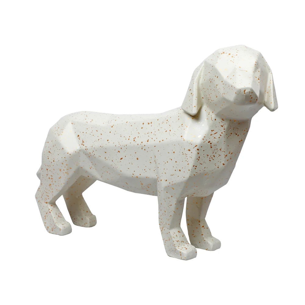 Geometrical Animal Dog Showpiece, 28.5cm, White & Gold