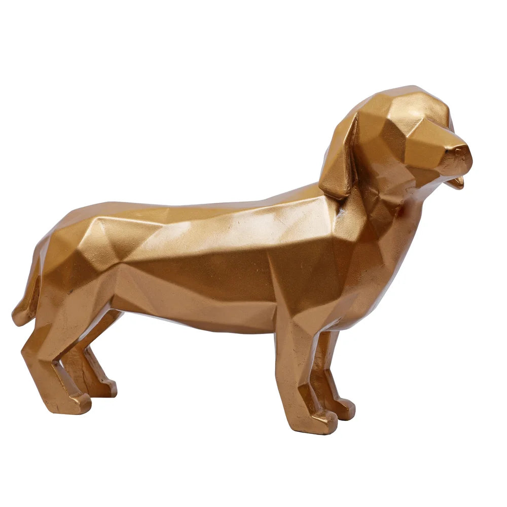 Geometrical Animal Dog Showpiece, 28.5cm, Golden