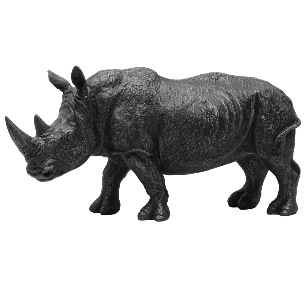 Rhino Calf Sculpture Showpiece, 30.5cm, Grey & Black