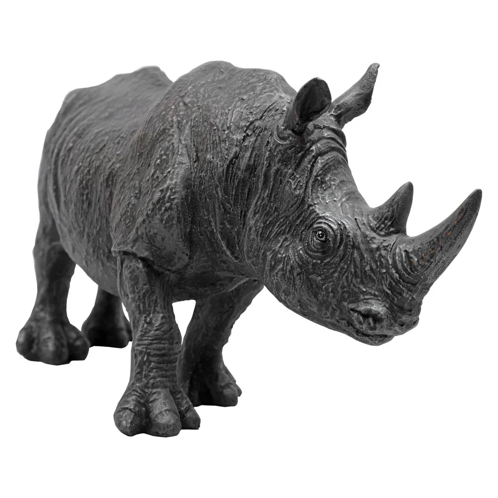 Rhino Calf Sculpture Showpiece, 30.5cm, Grey & Black