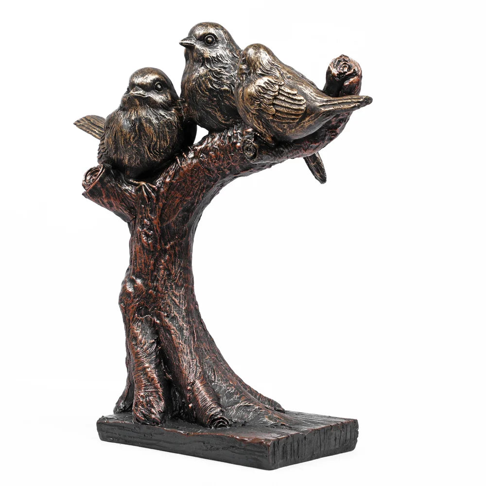 Decorative Bird Showpiece Standing On Tree, 26.6cm, Bronze