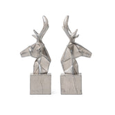 Deer Head Bookend, 21cm, Cement Grey