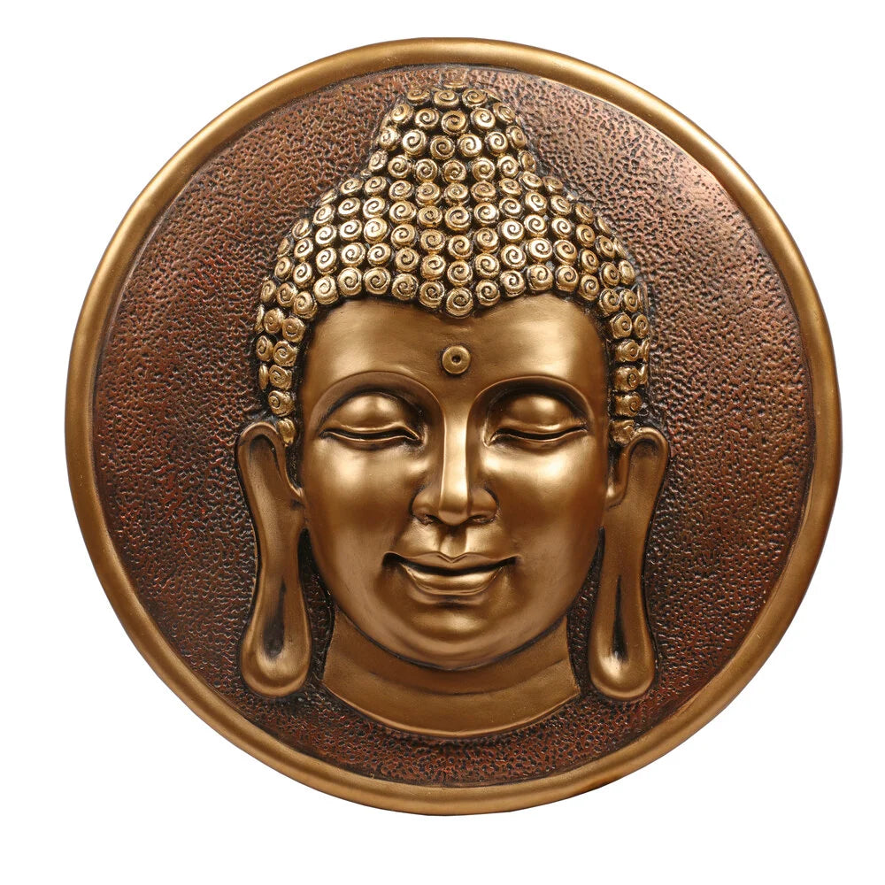 Meditative Buddha Head, 38cm, Golden