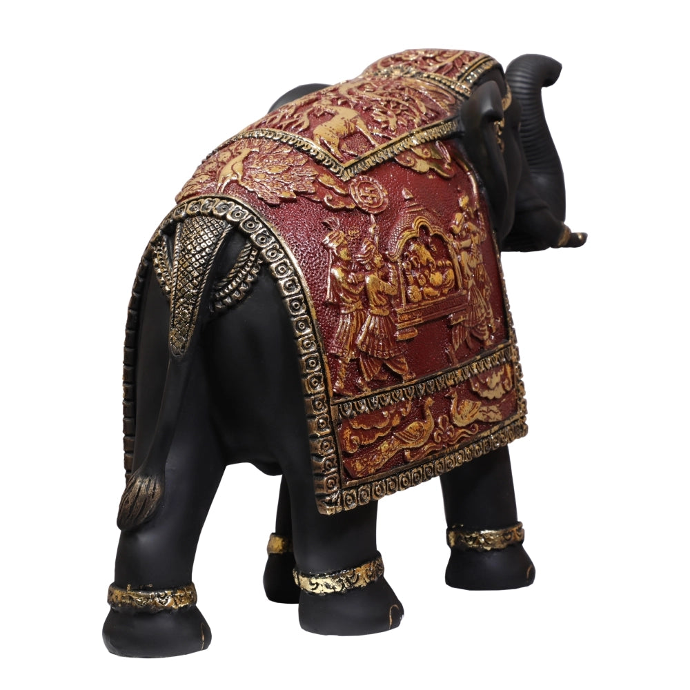 Ethnic Indian Handcrafted Big Elephant, Black & Red