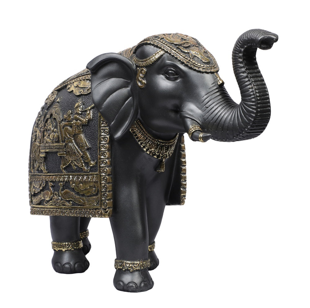 Ethnic Indian Handcrafted Big Elephant - Grey & Gold, 46cm