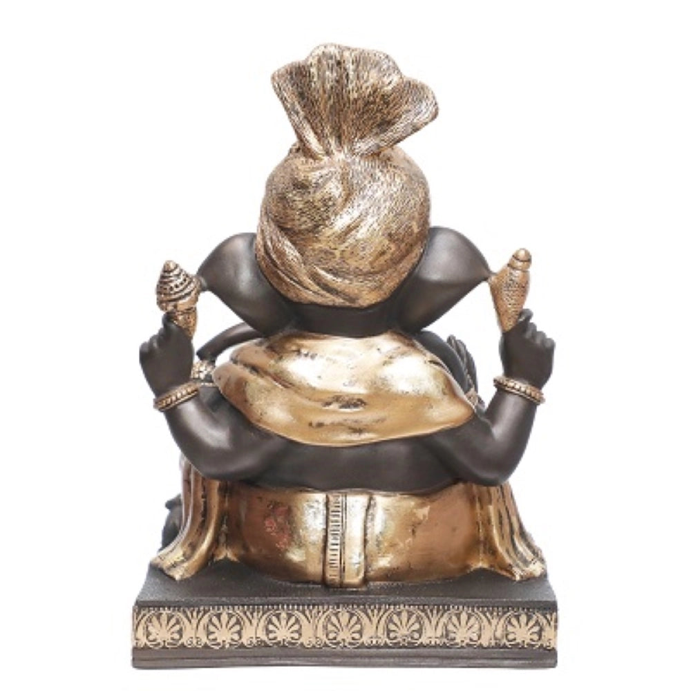 Pheta Ganesha Statue Decorative Showpiece – Bronze & Gold