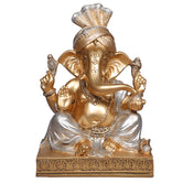 Pheta Ganesha Statue Decorative Showpiece – Silver & Gold