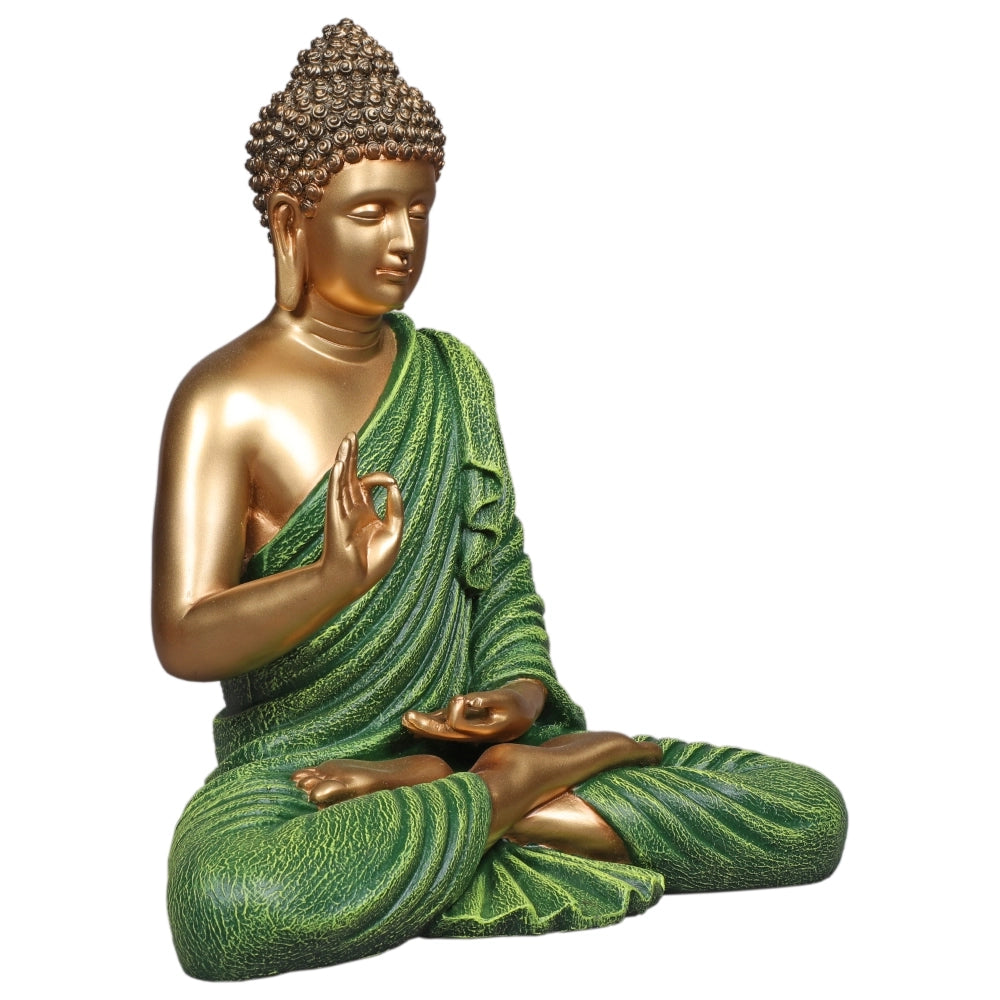 Blessing Buddha 15 Inch Decorative Showpiece – Gold & Green