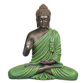 Blessing Buddha 15 Inch Decorative Showpiece – Bronze & Green