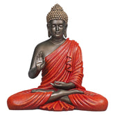 Blessing Buddha 15 Inch Decorative Showpiece – Bronze & Red