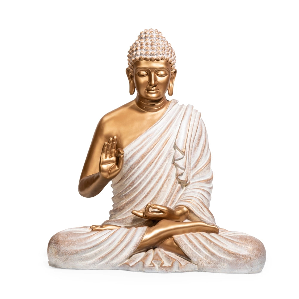 Ashnam Protection Buddha 24 Inch Decorative Showpiece – Gold & White