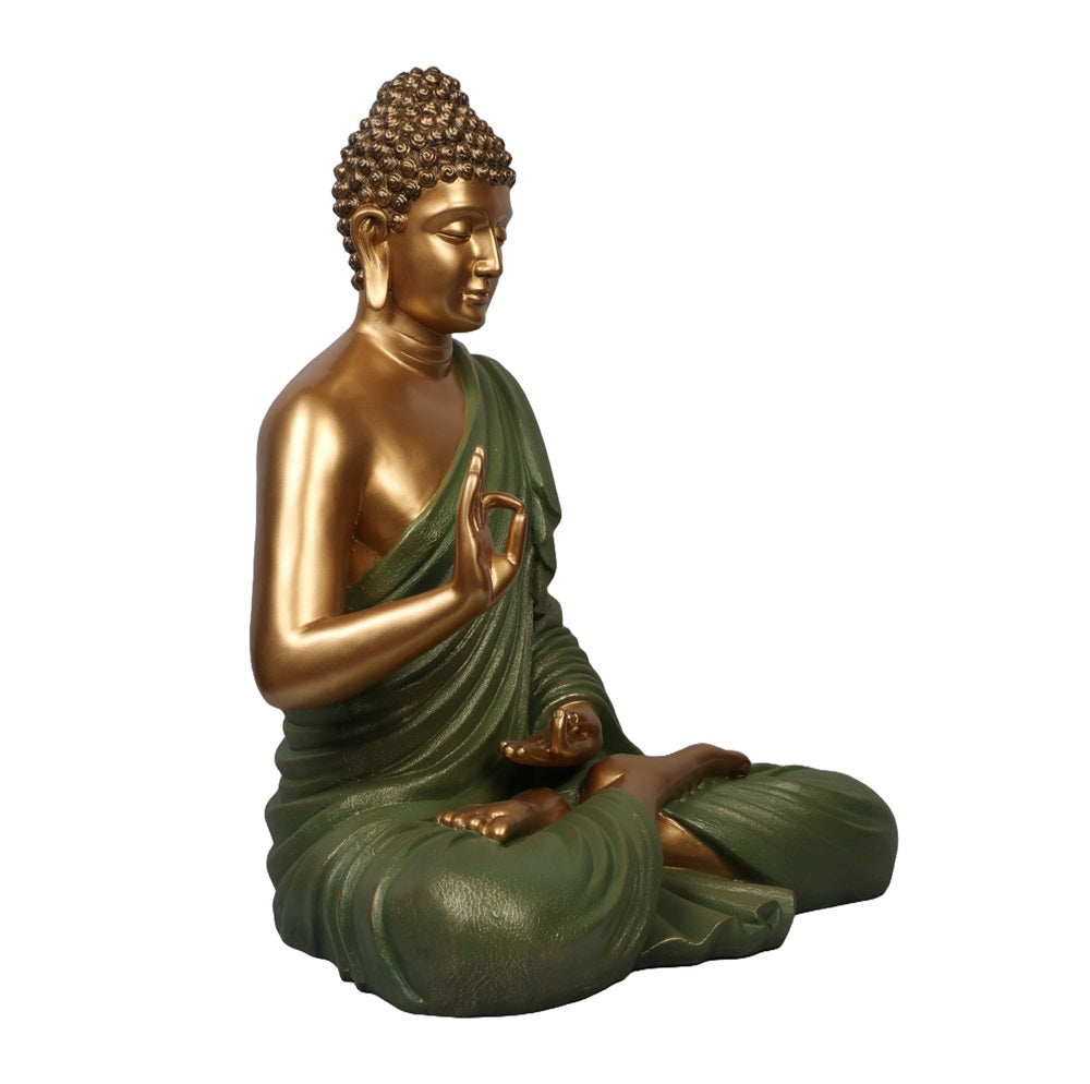 Ashnam Protection Buddha 24 Inch Decorative Showpiece - Green & Gold, 58cm