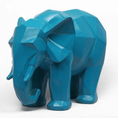 Geometrical Animal Modern Decorative Elephant Showpiece, 26cm, Turqoise Blue