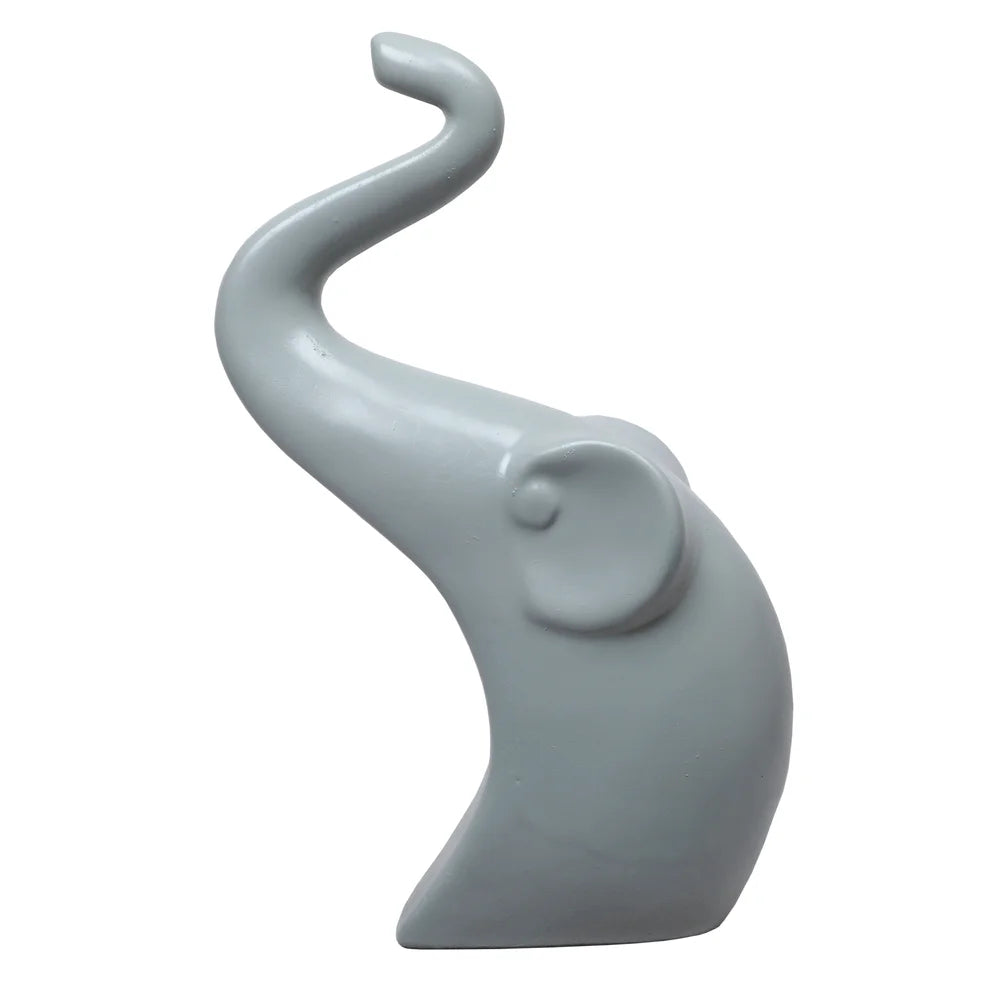 Mom and Baby Elephant Resin Animal Figurine, 22.2cm, Oyster White & Grey