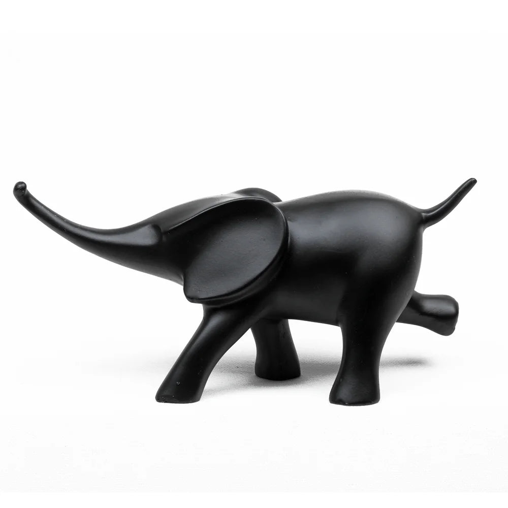 Mom and Baby Elephant Resin Animal Figurine, 24.4cm, Black