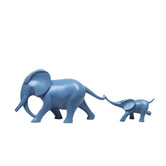 Mom and Baby Elephant Resin Animal Figurine, 24.4cm, Blue