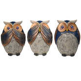 Owl Figurines Decor See No Evil, Hear No Evil, Speak No Evil Cute Owl Statue, 14.5cm, Multicolor (Set of 3)