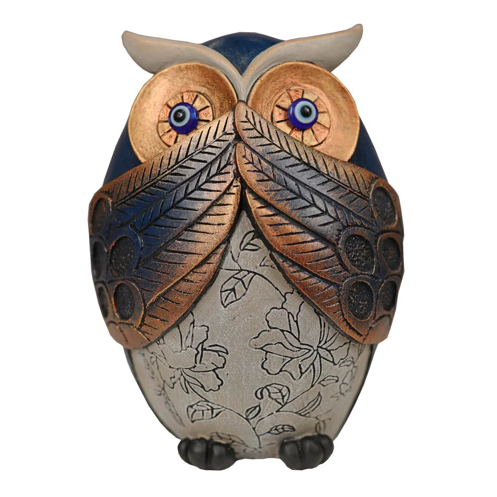 Owl Figurines Decor See No Evil, Hear No Evil, Speak No Evil Cute Owl Statue, 14.5cm, Multicolor (Set of 3)