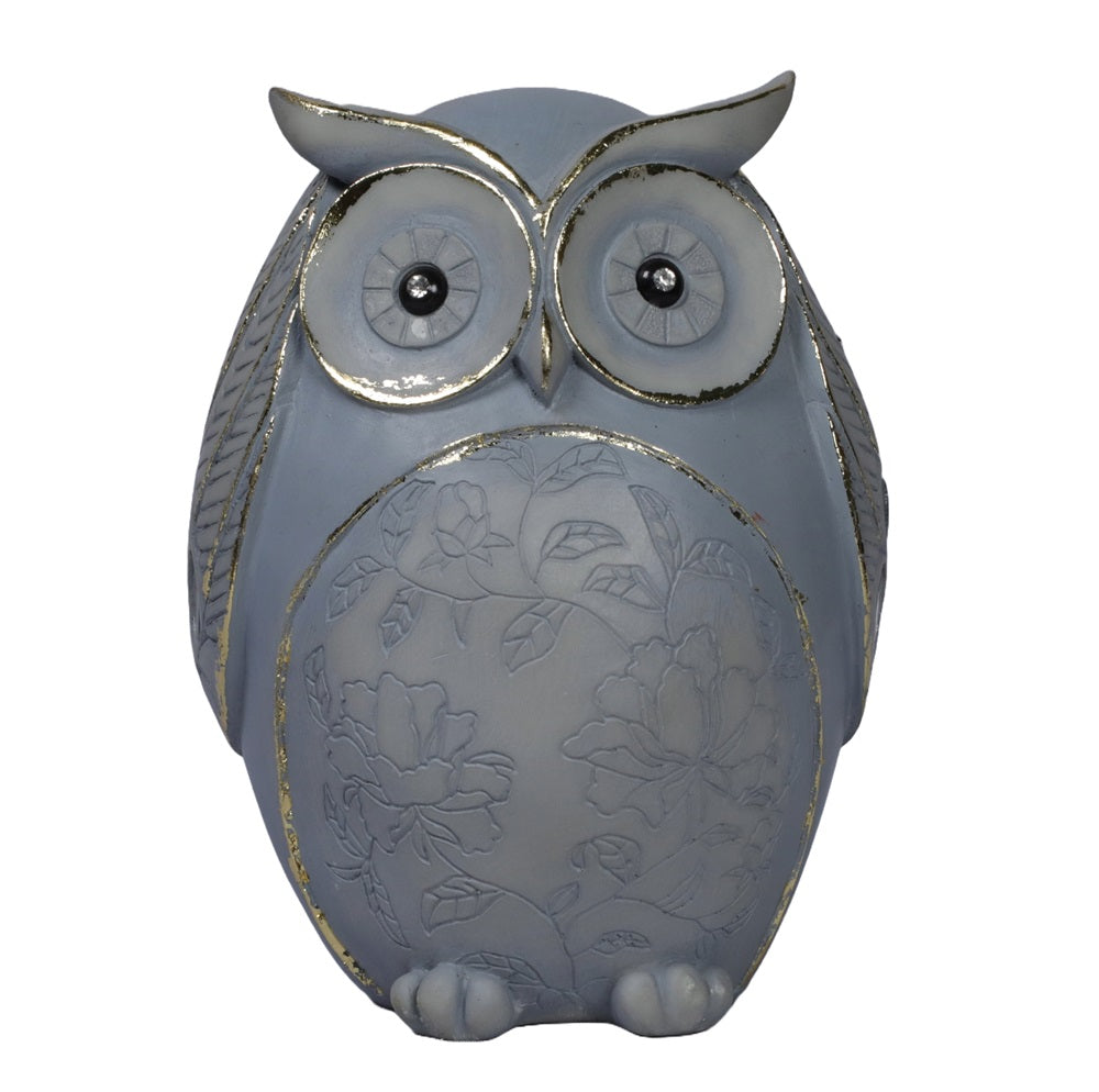 Owl Figurines Decor See No Evil, Hear No Evil, Speak No Evil Cute Owl Statue - Antique Grey, 14.5cm (Set of 3)