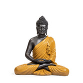 Ashnam Meditative Buddha 15 Inch Decorative Showpiece – Metalic Silver & Yellow