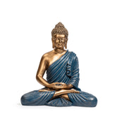 Ashnam Meditative Buddha 15 Inch Decorative Showpiece – Gold & Blue