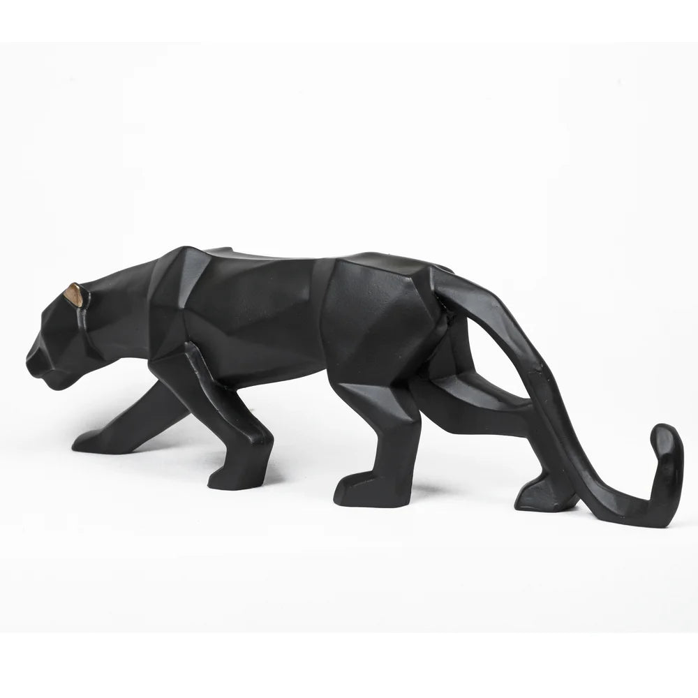 Geometrical Panther Showpiece (Small), 26cm, Black & Gold