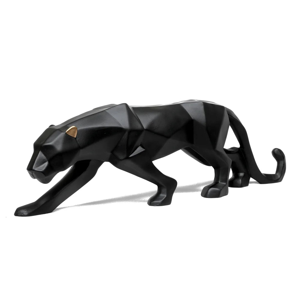 Geometrical Panther Showpiece (Small), 26cm, Black & Gold