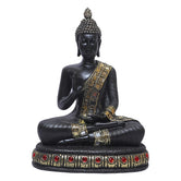 Ashnam Blessing Buddha Sitting on Base – Black & Gold