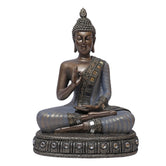 Blessing Buddha Sitting on Base - Gold & Grey