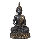 Ashnam Lotus Meditative Buddha With Base – Black & Gold