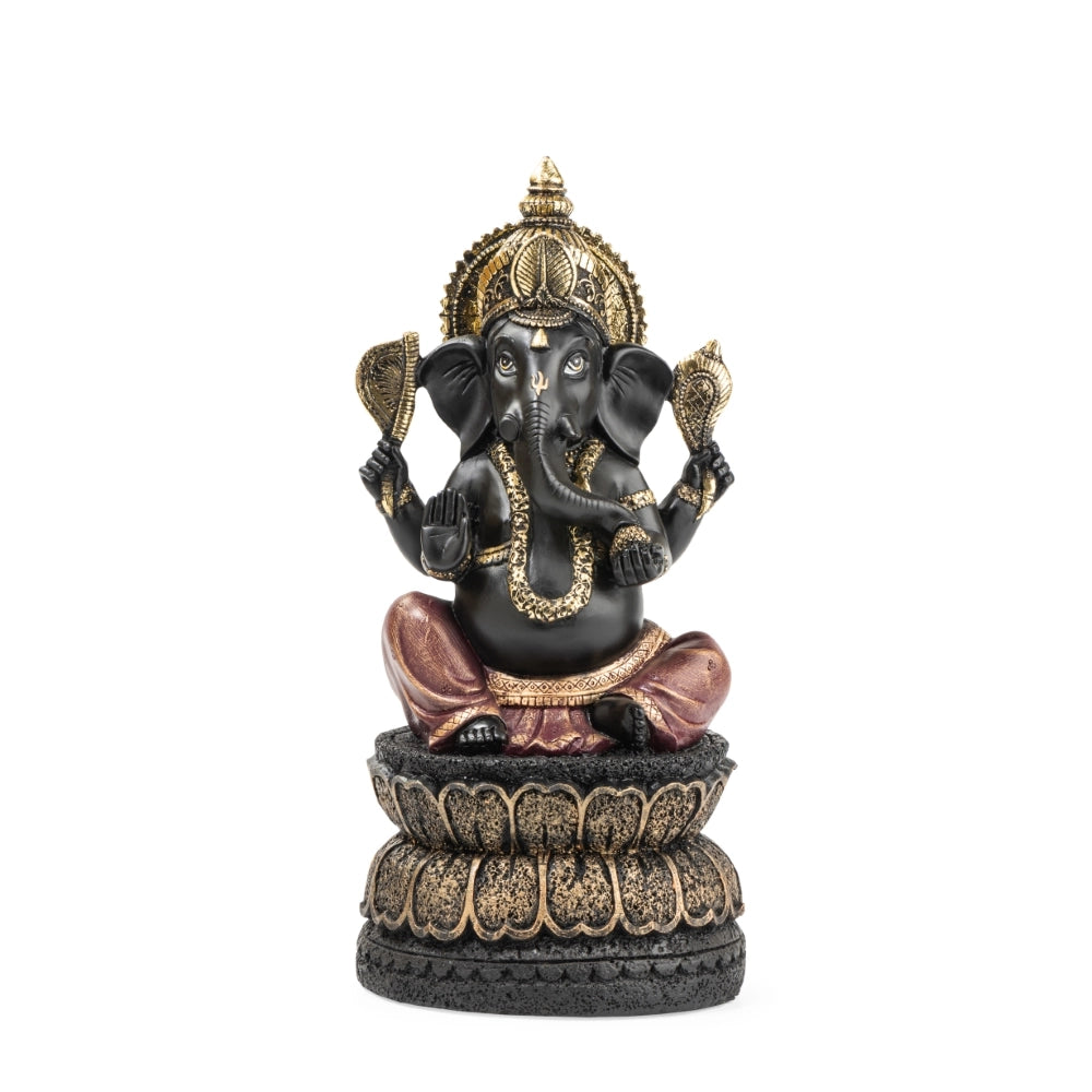 Ashnam Ganesha with Lotus Base Showpice – Black & Red