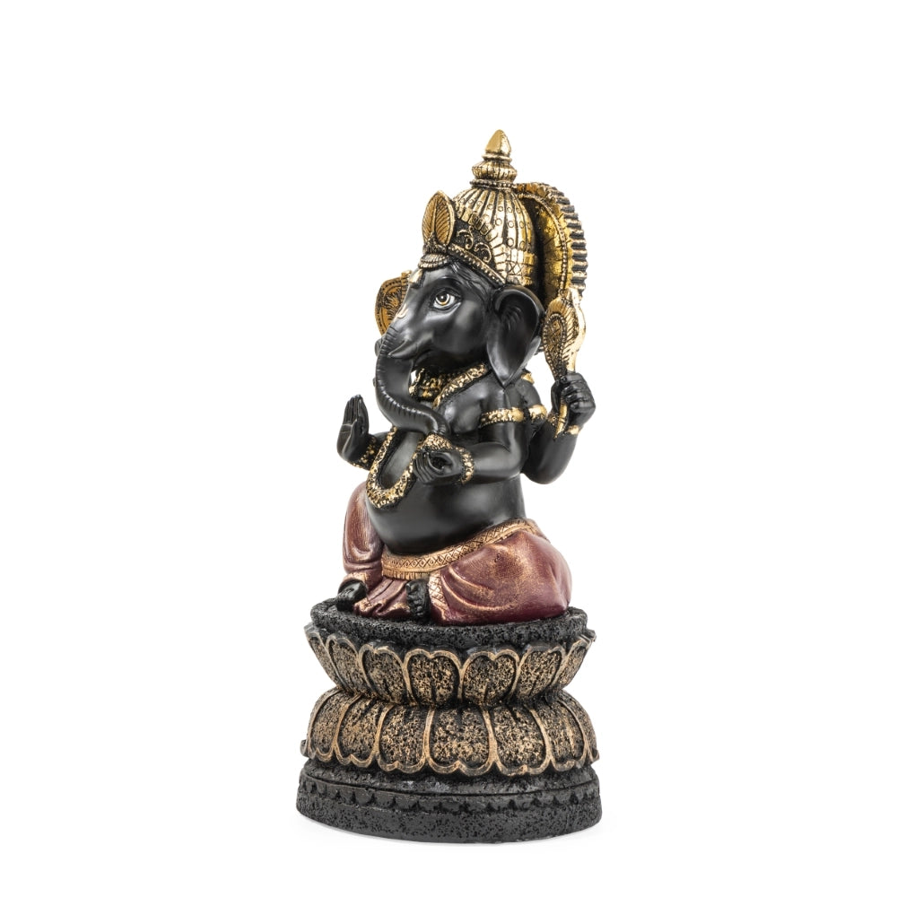 Ashnam Ganesha with Lotus Base Showpice – Black & Red