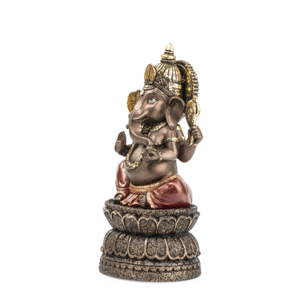 Ashnam Ganesha with Lotus Base Showpice – Bronze & Red Wine