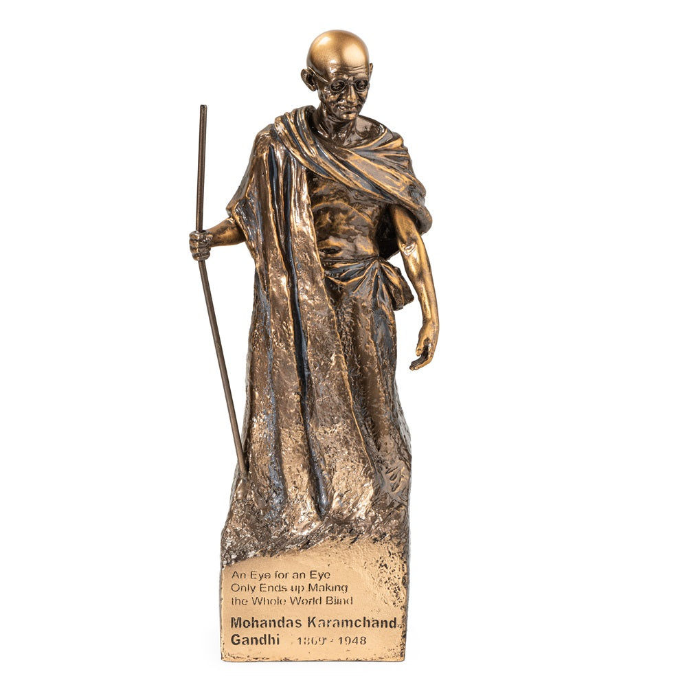 Ashnam Soul of India Mahatma Gandhi Statue - Gold, 29cm