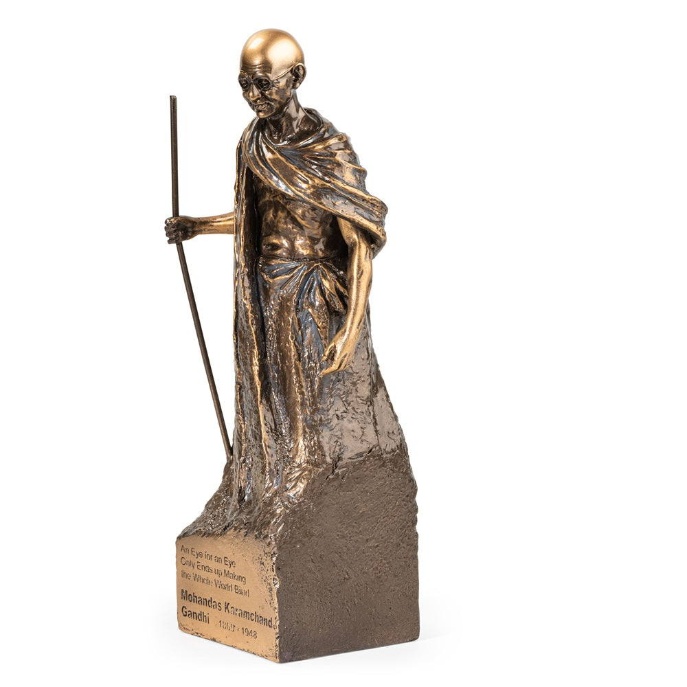 Ashnam Soul of India Mahatma Gandhi Statue - Gold, 29cm