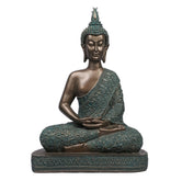 Ashnam Meditative Buddha Sitting on Base - Green & Bronze, 42cm