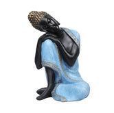 Resting Buddha Decorative Showpiece - Sky Blue & Black, 22cm