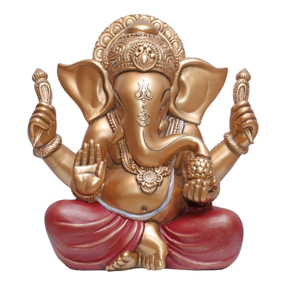 Ashnam Big Ganesha Showpiece – Red & Gold