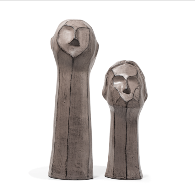 Ashnam Abstract Couple Head Figurine - Rust Iron, 36cm